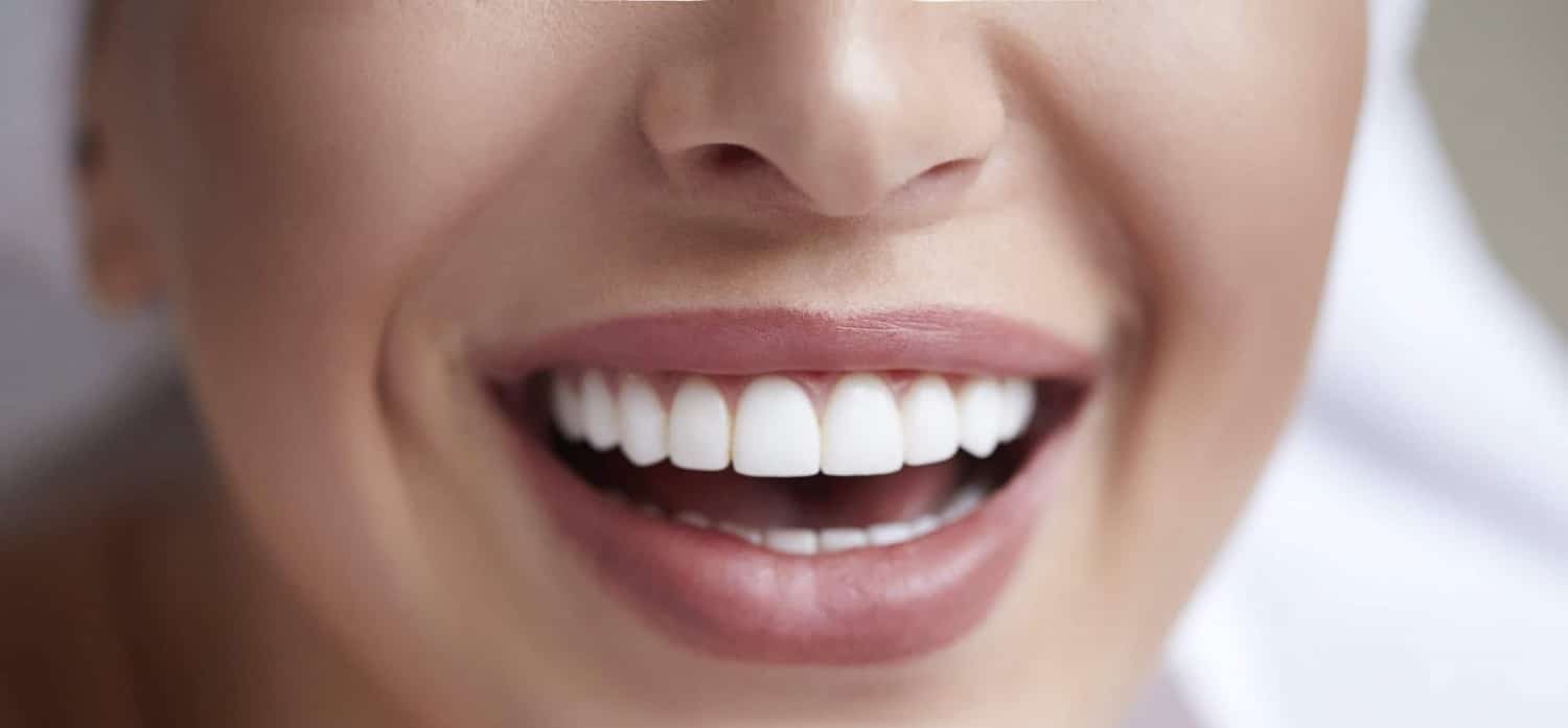 Close Up of Straight white teeth